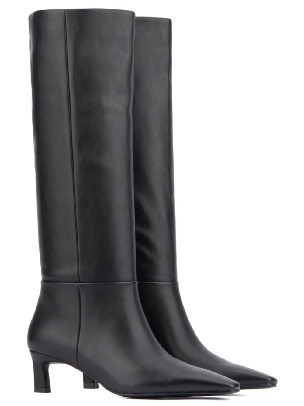 Torgeis Edeline Tall Black Boots Size 8 Kitten Heel Knee High Chic